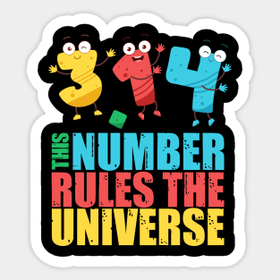 Funny Math Teacher Happy Pi Day This Number Rules The Universe Sticker